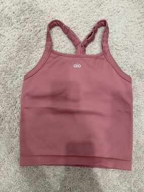 Alo Ribbed Racerback Crop Tank - Dusty Rose